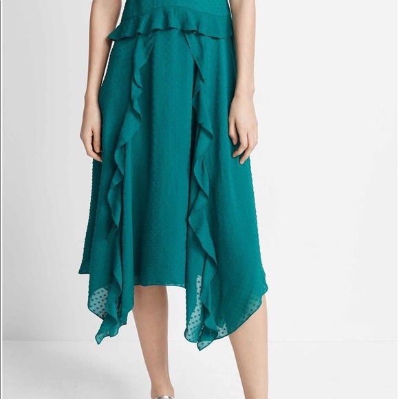 Club Monaco Swiss Dot Emerald Green Midi Dress - Picture 3 of 12